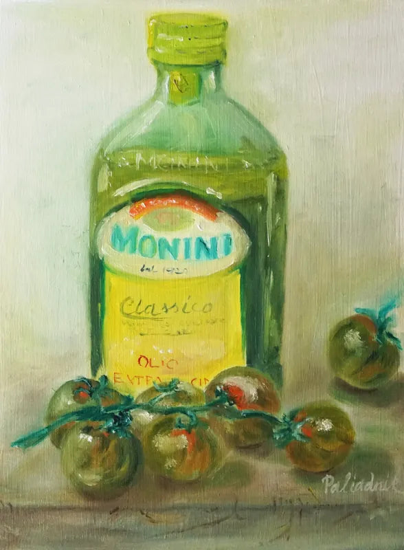Monini Olive Oil and Green Tomatoes - Fine Art Print