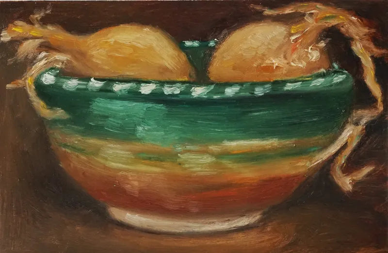 Onions in Green Bowl - Fine Art Print